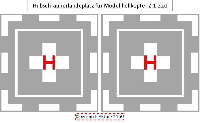 Z/1:220 Hubschrauberlandeplatz -selbstklebend- 2 Stück grau