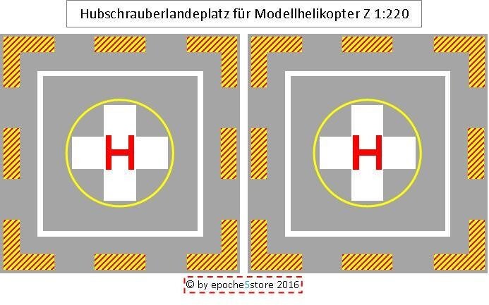Z/1:220 Hubschrauberlandeplatz -selbstklebend- 2 Stück rot/gelb