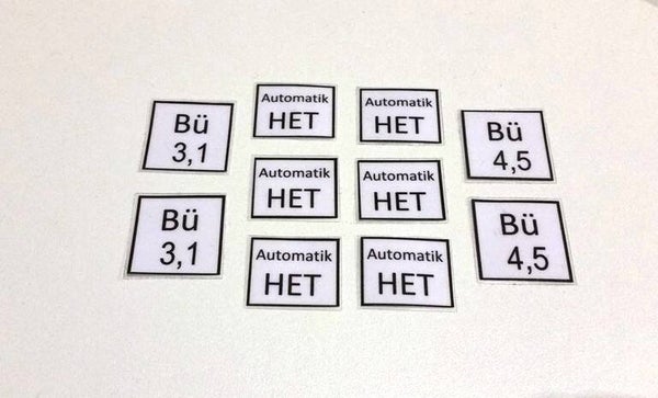 HET Schilderset für LGB 10-teilig einzeln, spritzwassergeschützt, selbstklebend