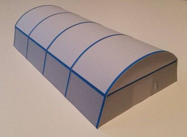 N/1:160 Leichtbauhalle Rundbogenhalle Werkhalle blau/grau