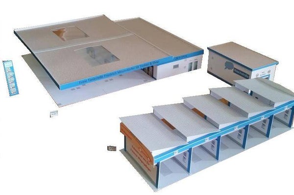 HO/1:87 Tankstelle mit Waschanlage und Waschboxen