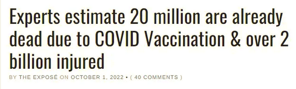 20 Million Dead from the Jab, 2.2 Billion Injuries