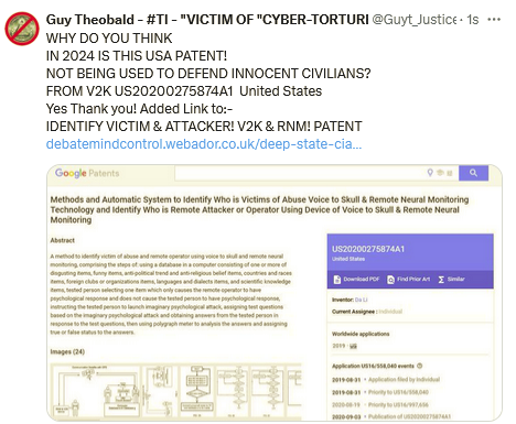 WHY DO YOU THINK IN 2024 IS THIS PATENT NOT BEING USED TO DEFEND INNOCENT CIVILIANS? FROM V2K
