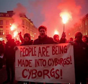 CYBORG PEOPLE TI TARGETED INDIVIDUALS PROTESTING IN CITY