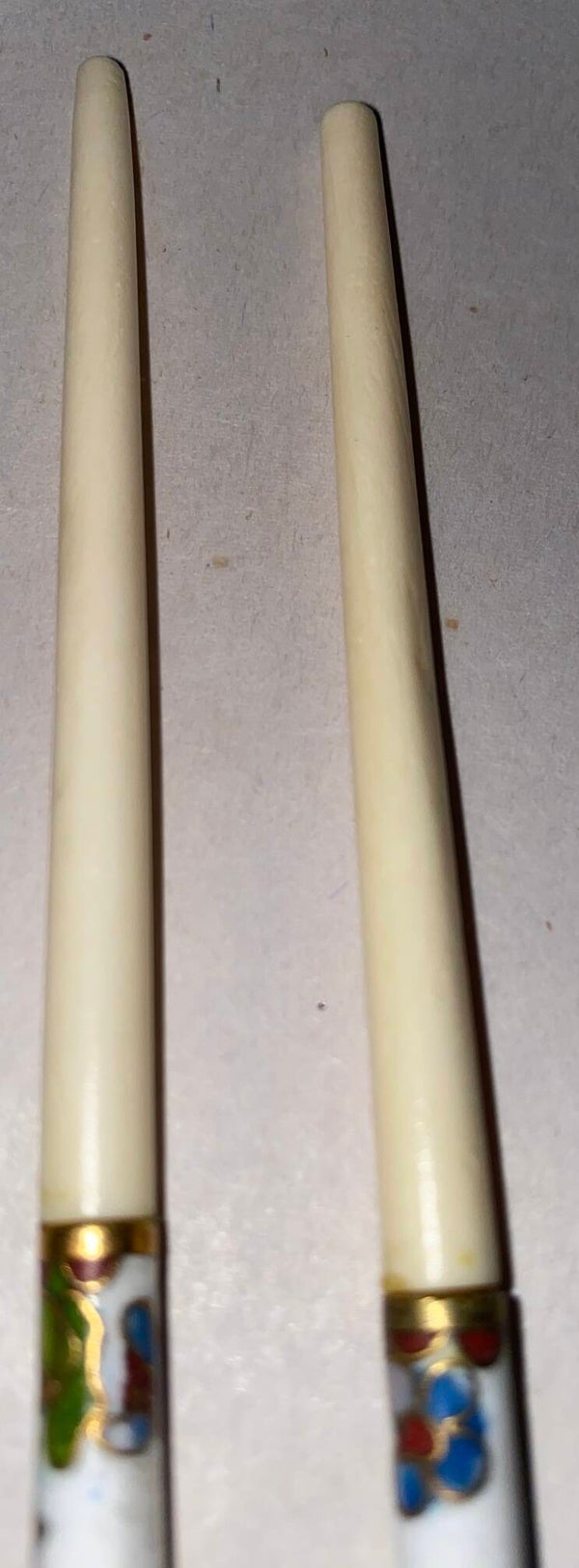 Cloisonné enamel and bone chopsticks with floral design