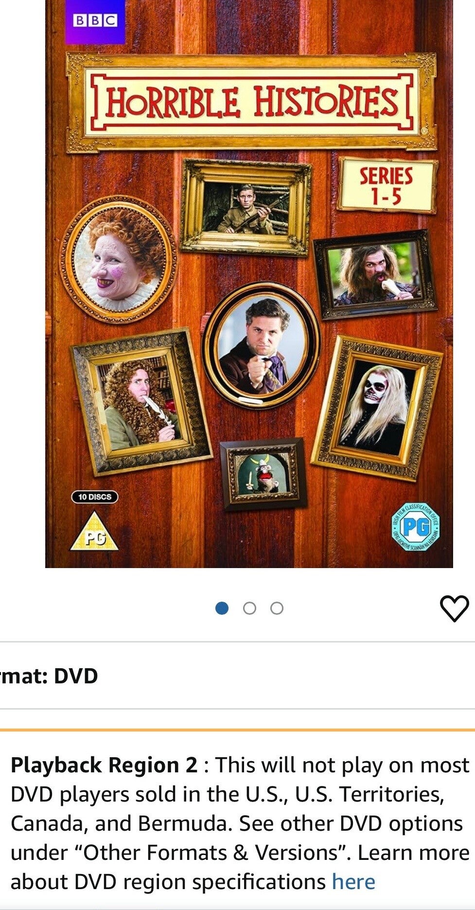DVD box set titled 'Horrible Histories Series 1-5' by BBC