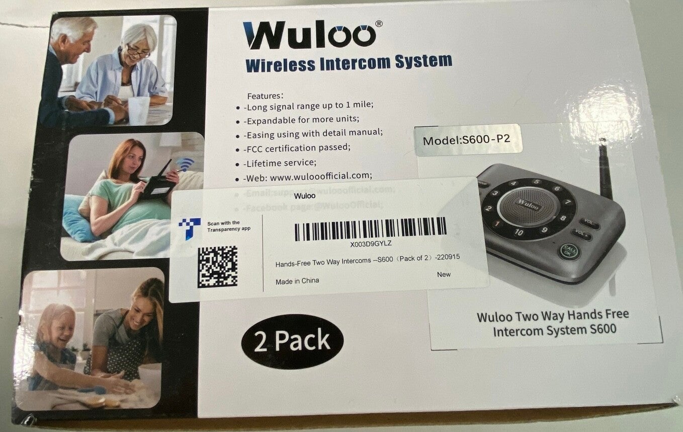 Wuloo Two-Way Hands Free Wireless Intercom System (2-Pack)
