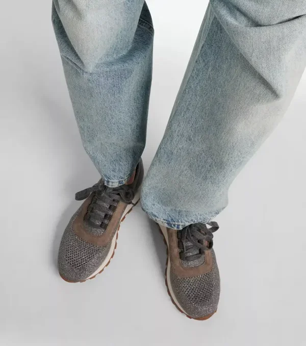 Brunello Cucinelli Luxe Lace-Up Sneakers with Signature Details