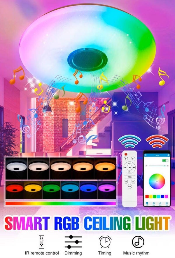 The Ultimate Party Ceiling! 🎉 Light + Music = Magic! " Smart RGB LED Ceiling Light with Bluetooth Speaker | App & Remote Control"