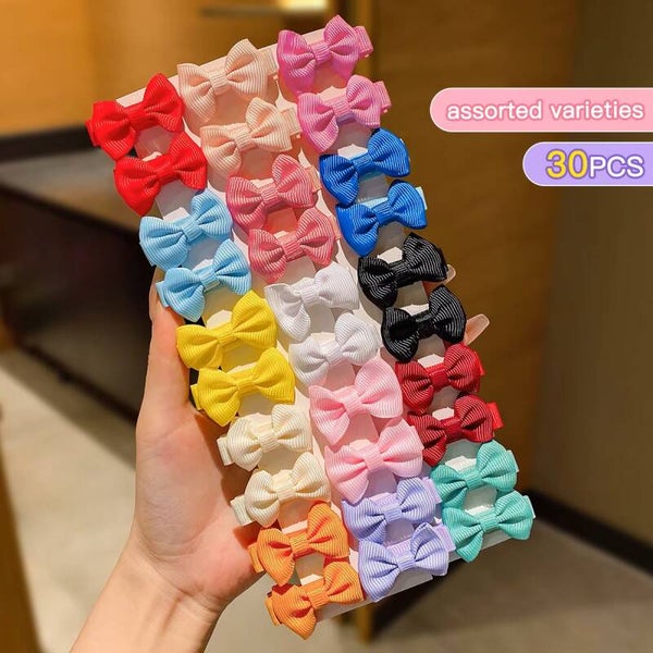 30 gekleurde haarclips met willekeurige strik, geschikt voor dagelijks gebruik als haaraccessoires
