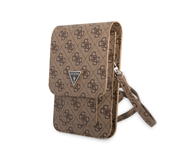 Guess 7 inch PU Leather Wallet bag - 4G Triangle - Brown
