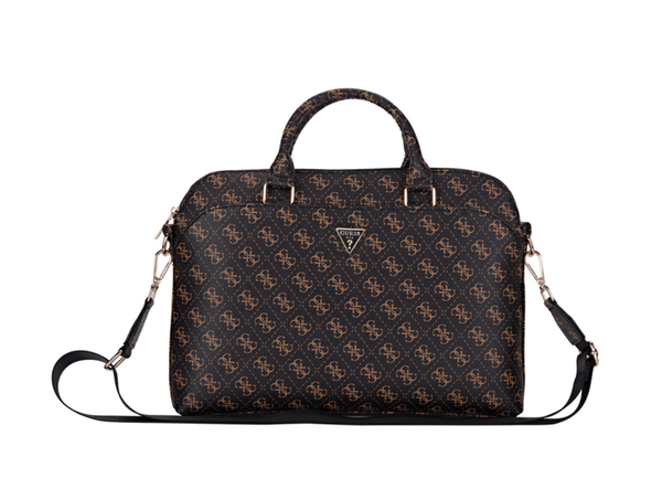 Guess 15 Inch PU Leather Laptop and Tablet Bag - New 4G - Black