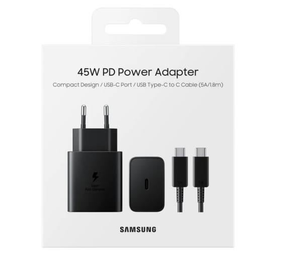 Samsung Super Fast Charger EP-T4510XBEGEU With USB-C To USB-C Cable 180cm 45W Black Original Retail Box