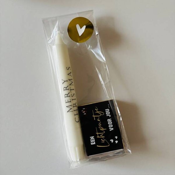 Kaars Fijne feestdagen met lichtpuntje lucifers