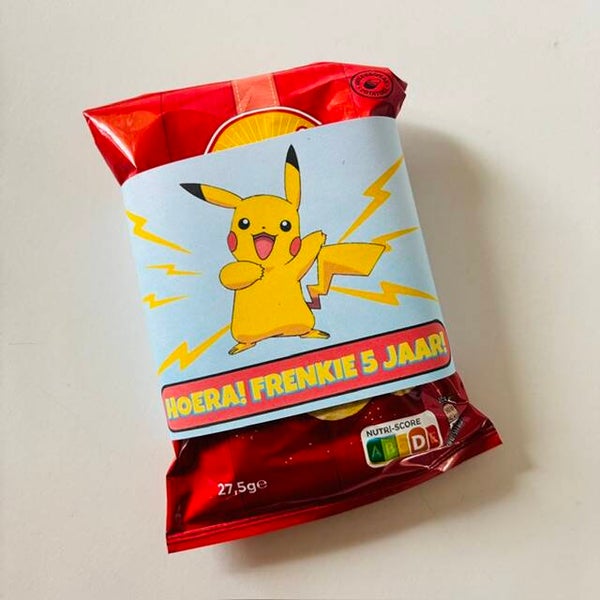 Pikachu chips wikkel traktatie (vanaf 12 stuks)
