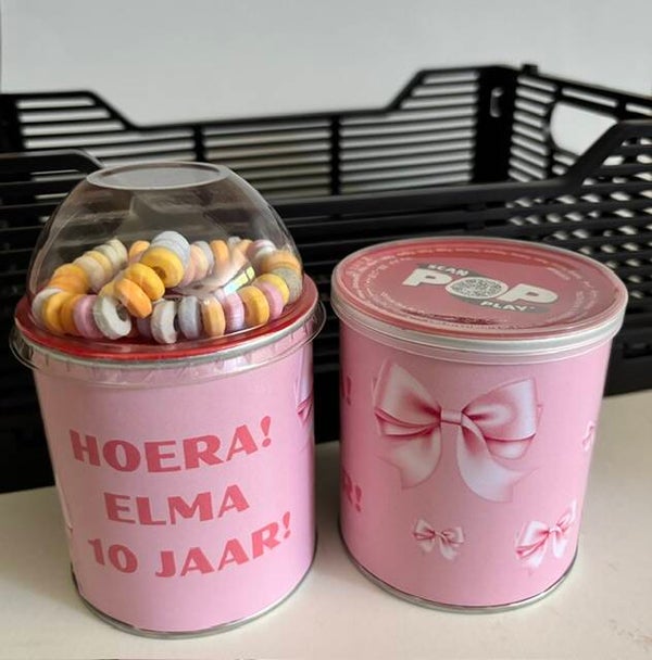Pringles roze strikjes traktatie (vanaf 12 stuks)