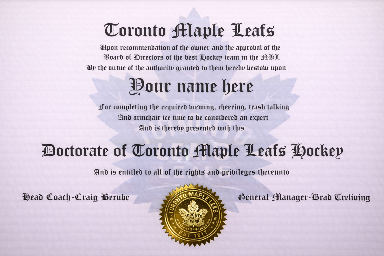 NHL sports doctorate