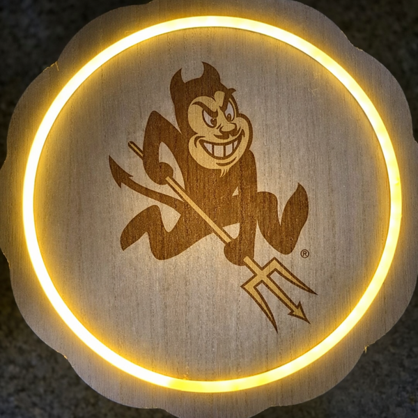 Arizona State Sun Devil Laser engraved, LED plaque