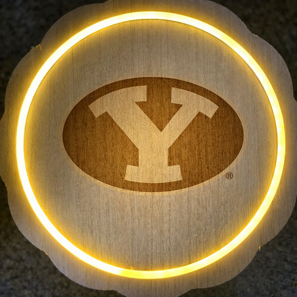 BYU LED plaque. Laser engraved.