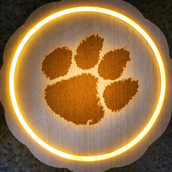 Clemson Tigers LED plaque. Laser engraved.