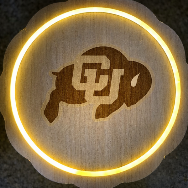 Colorado Buffs LED plaque. Laser engraved.