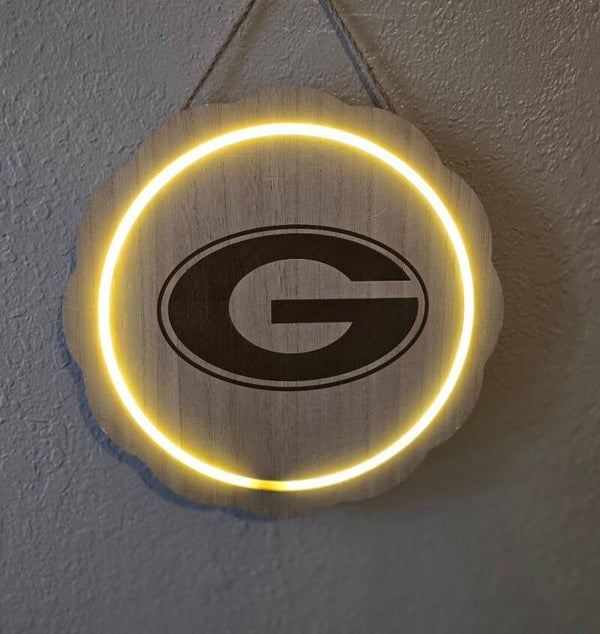 Georgia Bulldogs LED plaque. Laser engraved.
