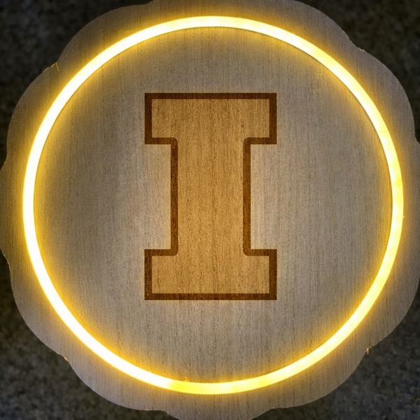 Illinois Fighting Illini LED plaque. Laser engraved.