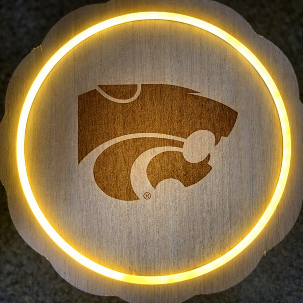 Kansas State Wildcat laser engraved, LED plaque