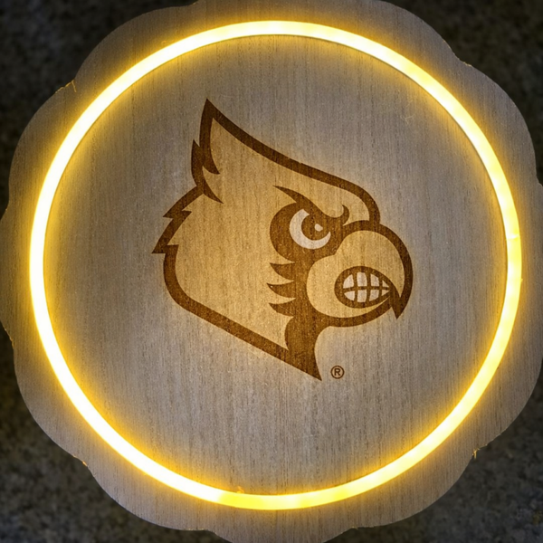 Louisville Cardinal laser engraved LED plaque.