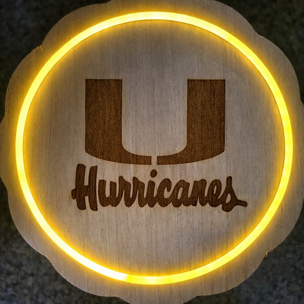 Miami Hurricane's laser engraved plaque.