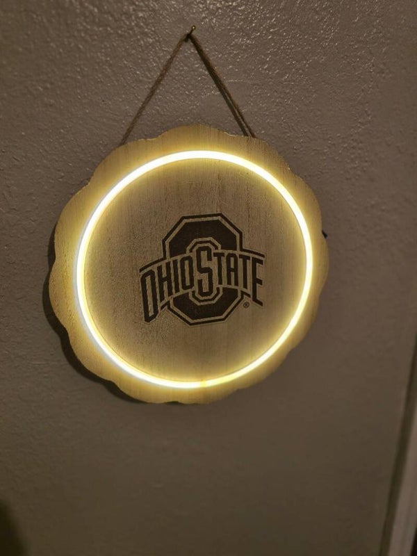 Ohio State Buckeyes, laser engraved, LED plaque