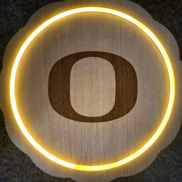 Oregon Ducks, laser engraved, LED plaque
