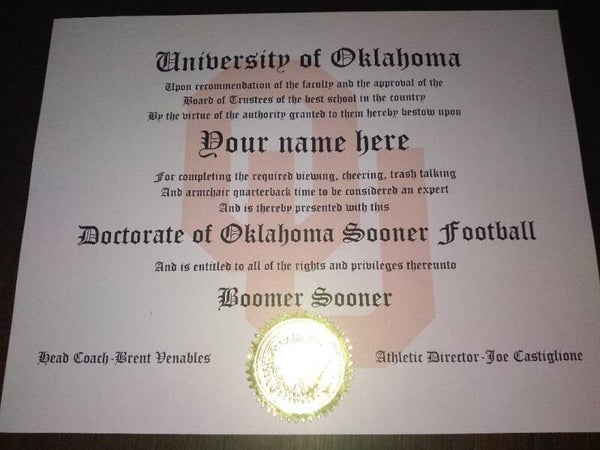 Oklahoma Sooner sports doctorate
