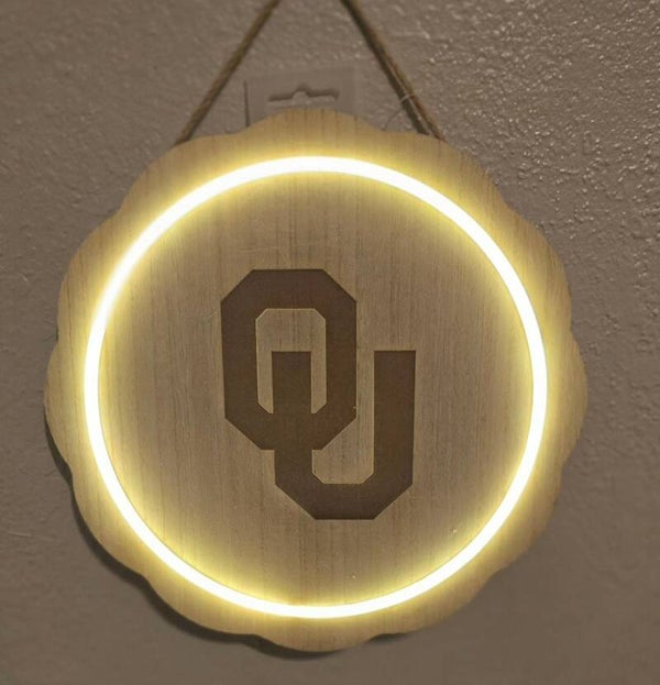 Oklahoma Sooners, laser engraved, LED plaque