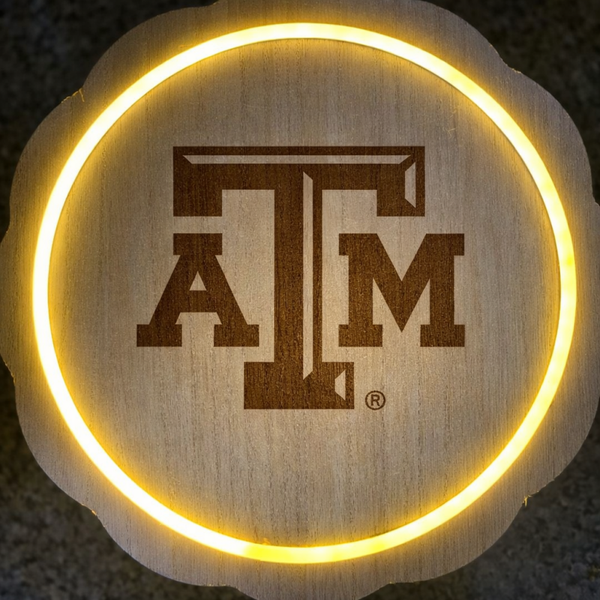 Texas A&M Aggies, laser engraved, LED plaque