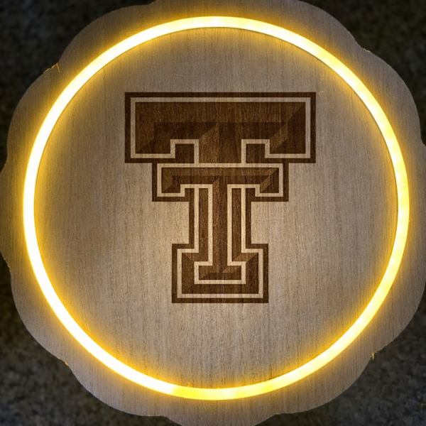 Texas Tech Laser engraved. LED plaque