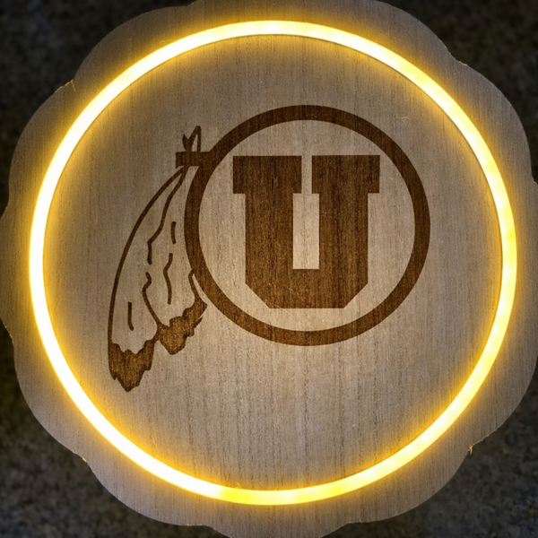 Utah Utes Laser engraved, LED plaque