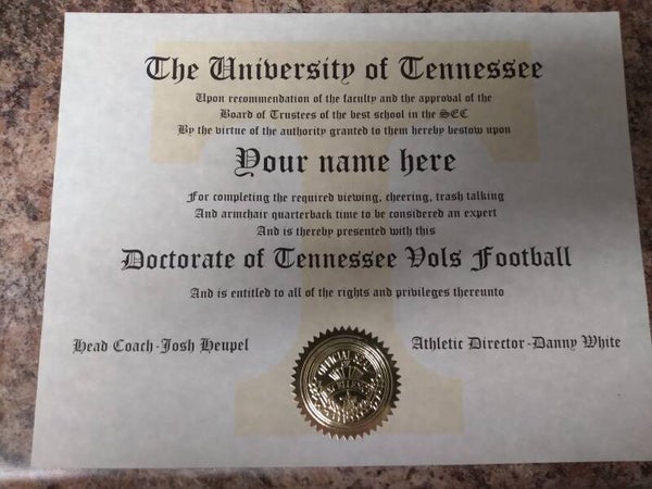 Tennessee Vols sports doctorate