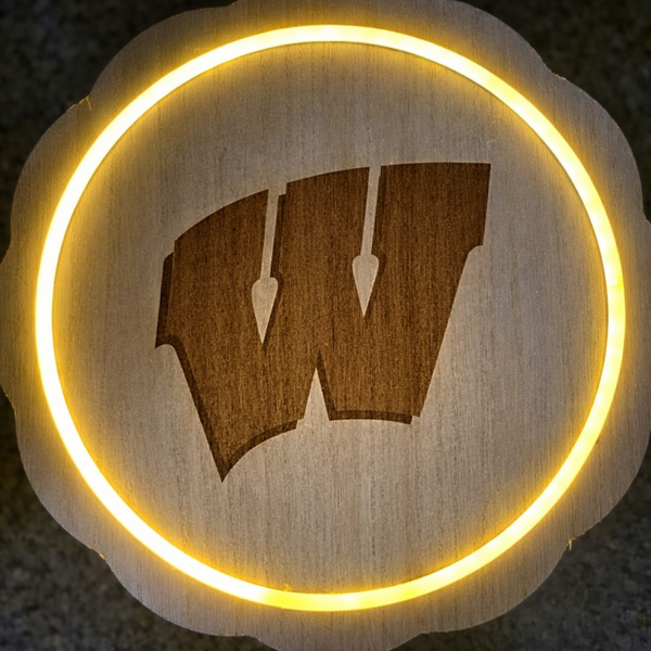 Wisconsin Badgers Laser engraved, LED plaque