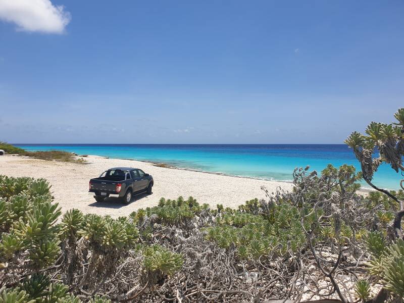 Ford op strand - Pickup huren Bonaire
