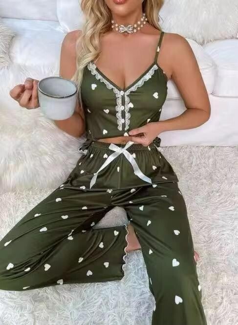 Dark Green V-Neck Pyjamas