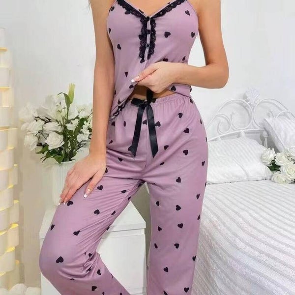 Purple V-Neck Pyjamas