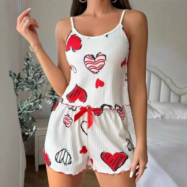 White with Large Funky Hearts Camisole - sleeveless