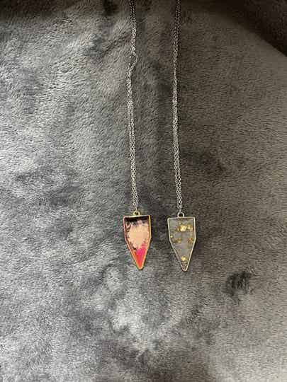 Sieraden | RVS Ketting met epoxy hanger Hoekige Druppel