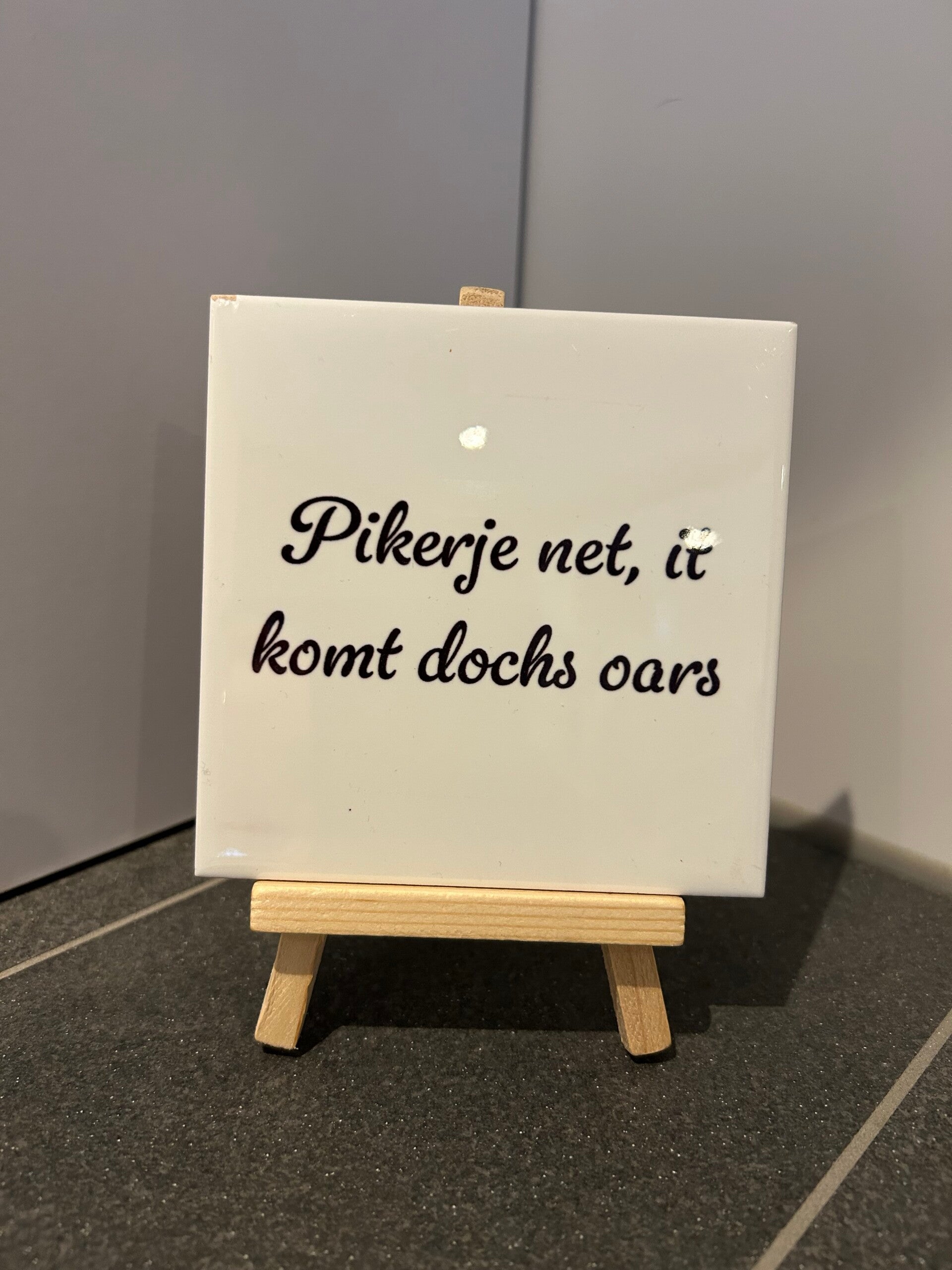 Tegeltje | 10x10 | Pikerje net, it komt dochs oars
