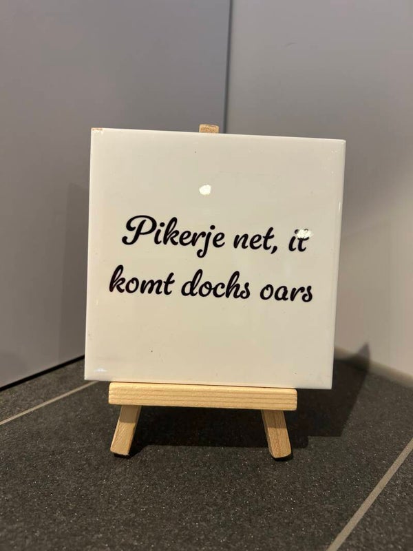 Tegeltje | 10x10 | Pikerje net, it komt dochs oars
