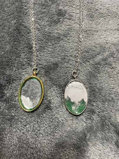 Sieraden | RVS Ketting met epoxy hanger Ovaal