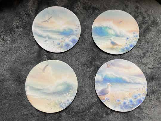 Sublimatie | Onderzetterset Rond Strand/Meeuwen