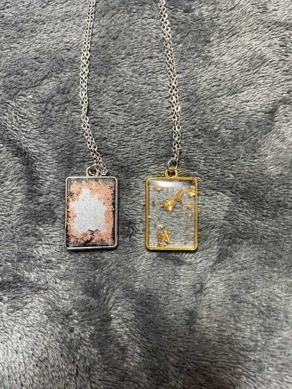 Sieraden | RVS Ketting met epoxy hanger Vierkant