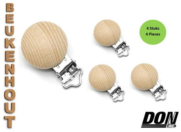 Beukenhout Speenkoordclips - 30mm Blanco